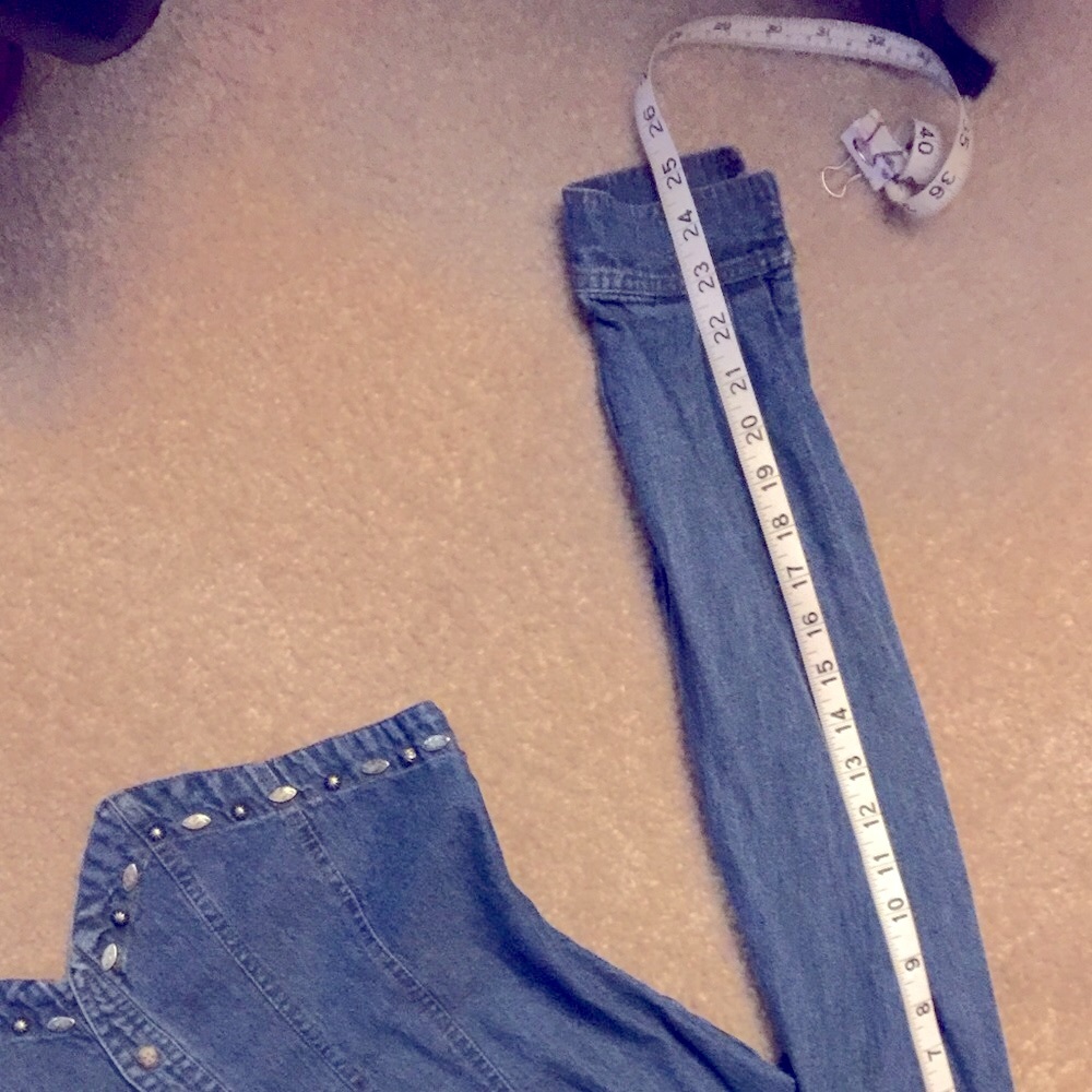 Vintage ROPA Western style Denim & velour top - Picture 7 of 8
